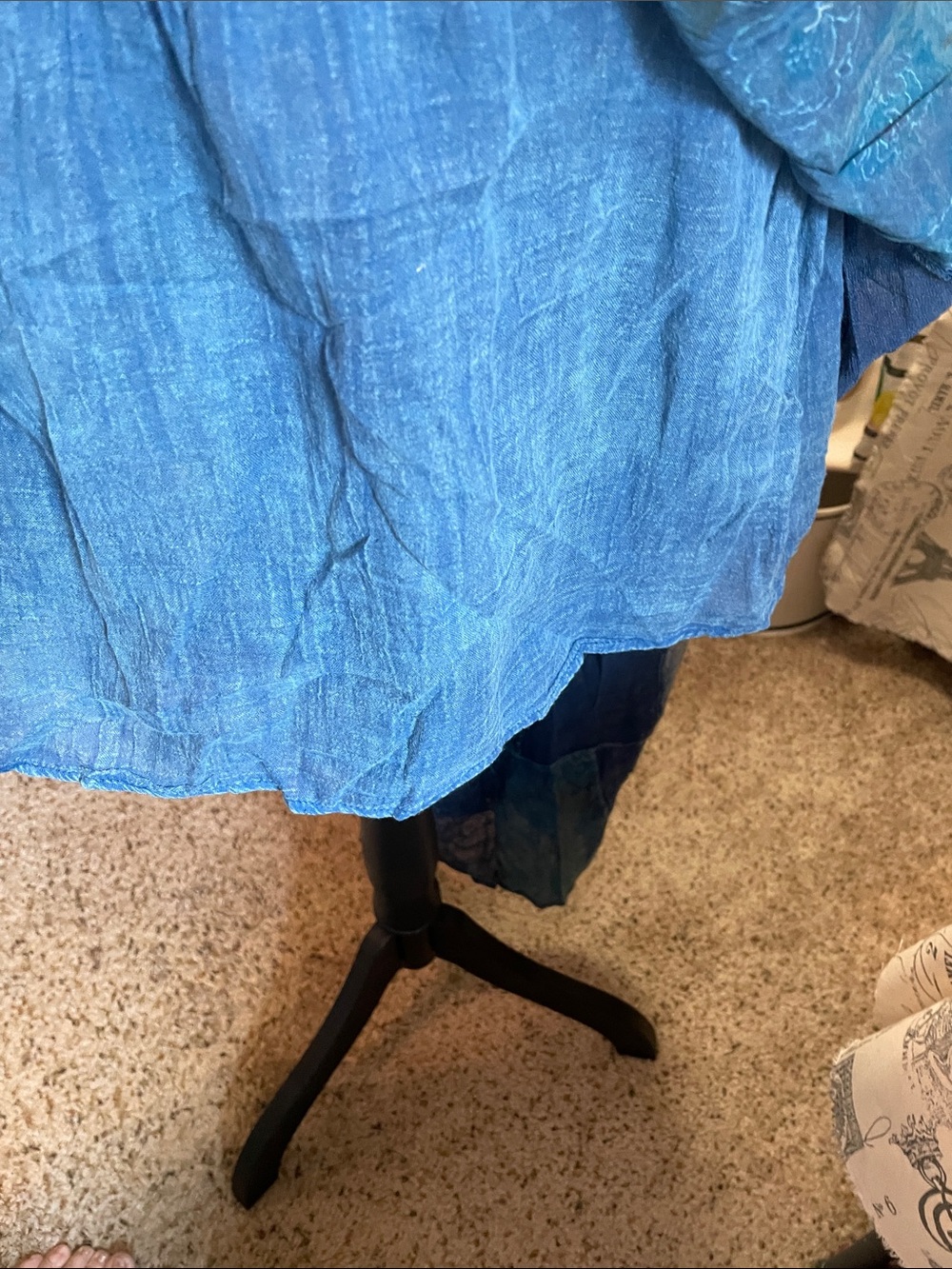 Boho Blue Patchwork Midi Skirt with Drawstring Waist Young Threads XL - Picture 11 of 16